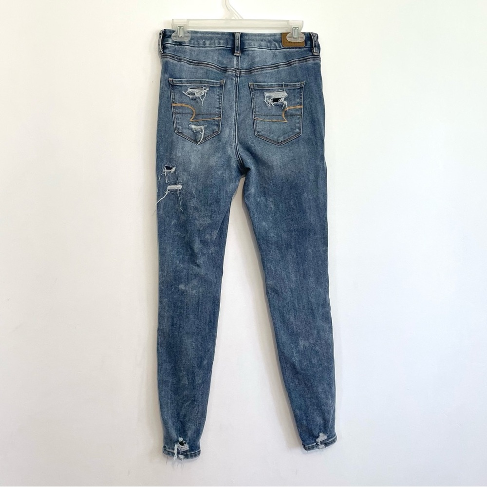 AMERICAN EAGLE AE Ne(x)t Level Curvy High-Waisted Jegging Ripped Patched 4 CURVY - Picture 14 of 16